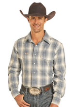 PANHANDLE SLIM Rock & Roll Denim Panhandle Slim Men's Cerulean Brushed Plaid Shirt 