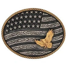 MONTANA SILVERSMITH Montana Silversmiths Men's Silver Gold Freedom's Majesty Attitude Belt Buckle 