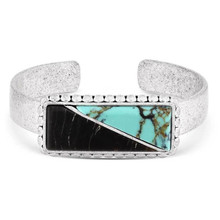 MONTANA SILVERSMITH Montana Silversmiths Unisex Onyx & Turquoise Double Essence Cuff Bracelet 