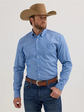 WRANGLER Wrangler Men's Blue Diamonds Cody Johnson Button Down Tall Shirt 