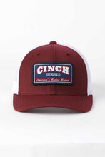 CINCH Cinch Women's White & Burgundy America's Rodeo Brand Patch Cap CINCH Cinch Women's White & Burgundy America's Rodeo Brand Patch Cap