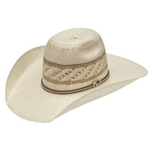M & F Alamo Men's Ivory & Tan Fancy Trim Bangora Straw Hat 