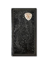 M & F Ariat Men's Black Embossed Floral Concho Rodeo Leather Wallet M & F Ariat Men's Black Embossed Floral Concho Rodeo Leather Wallet