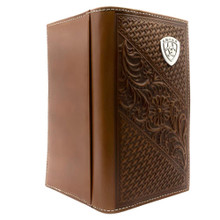 M & F Ariat Men's Tan Rodeo Leather Weave Floral Concho Wallet 