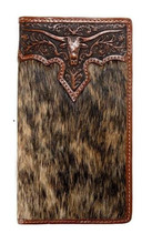 M & F Nocona Men's Brown Longhorn Calf Hair Rodeo Leather Western Wallet 