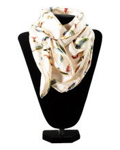 M & F M&F Western Women's White Pastel Feather Print Wild Rag 