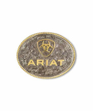 M & F Ariat M&F Western Men's Silver & Gold Large Oval Logo Buckle 