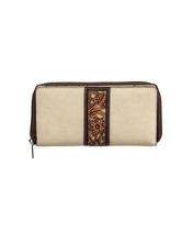 Angel Ranch Women's Ivory Floral Overlay Opal Zip Western Wallet