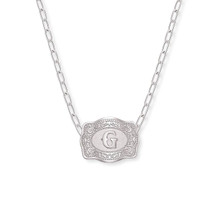 SPUR WEST SpurWest Silver Initial "G" Paperclip Chain Mini Belt Buckle Necklace 