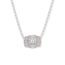 SPUR WEST SpurWest Silver Amelia Rose Mini Belt Buckle Paper Clip Chain Necklace SPUR WEST SpurWest Silver Amelia Rose Mini Belt Buckle Paper Clip Chain Necklace