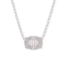 SPUR WEST SpurWest Silver Initial "I" Paperclip Chain Mini Belt Buckle Necklace 