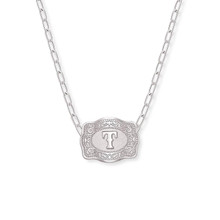 SPUR WEST SpurWest Silver Initial "T" Paperclip Chain Mini Belt Buckle Necklace 