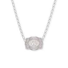 SpurWest Silver Initial "W" Paperclip Chain Mini Belt Buckle Necklace