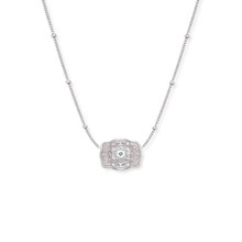 SPUR WEST SpurWest Silver Amelia Rose Ultra Mini Belt Buckle Beaded Chain Necklace 