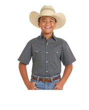 PANHANDLE SLIM Panhandle Slim Boy's Black Geometric Print Stretch Snap Shirt PANHANDLE SLIM Panhandle Slim Boy's Black Geometric Print Stretch Snap Shirt