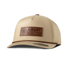Ariat M&F Western Men's Khaki Flexfit Leather Patch Cap