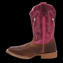DAN POST Dan Post Girl's Tan & Pink Salina Western Leather Boot