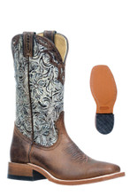 BOULET Boulet Women's Brown Embossed Wide Square Toe Navajo Honey Boot BOULET Boulet Women's Brown Embossed Wide Square Toe Navajo Honey Boot