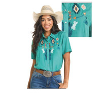PANHANDLE SLIM Panhandle Slim Women's Turquoise Embroidered Snap Shirt 