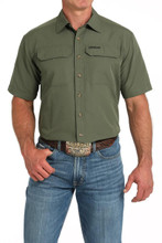 CINCH Cinch Men's Olive Solid Arenaflex Button Down Shirt CINCH Cinch Men's Olive Solid Arenaflex Button Down Shirt