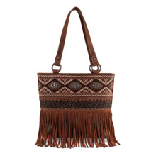 MONTANA WEST Montana West Brown Tooled Fringe Concealed Carry Tote 