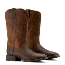 Men's Ariat Sport Rustler Cowboy Boots - Toffee Hippo Print & Rich Oak