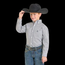 PANHANDLE SLIM Panhandle Slim Boy's Blue Print Long Sleeve Button Shirt 