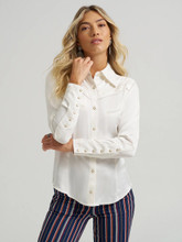 Wrangler Women's Star White X Lainey Wilson Embroidered Western Snap Shirt Wrangler Women's Star White X Lainey Wilson Embroidered Western Snap Shirt
