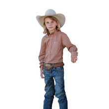 CINCH Cinch Boy's Coral Geometric Print Button Down Western Shirt 