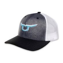 Ropesmart Men's Grey Classic Trucker Snapback With Teal Steer Cap
