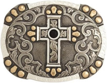 M&F Western Crumrine Antique Silver Cross Stone Bead Accents Belt Buckle M&F Western Crumrine Antique Silver Cross Stone Bead Accents Belt Buckle