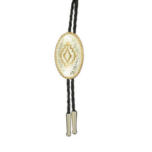 M&F Western Crumrine Men's Silver & Gold Oval Concho Aztec Bolo Tie M&F Western Crumrine Men's Silver & Gold Oval Concho Aztec Bolo Tie