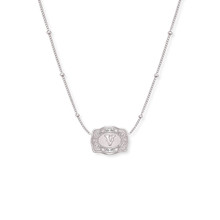 SpurWest Silver Ultra Mini Belt Buckle Initial "V" Necklace SpurWest Silver Ultra Mini Belt Buckle Initial "V" Necklace