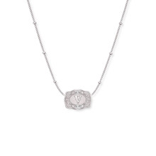 SPUR WEST SpurWest Silver Ultra Mini Belt Buckle Initial "V" Necklace 