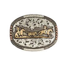 M&F Western Crumrine Men's Tricolor Team Roper Motif Belt Buckle M&F Western Crumrine Men's Tricolor Team Roper Motif Belt Buckle