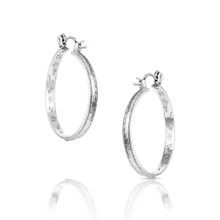 Montana Silversmiths Women's Silver Rustic Serenity Hoop Earrings Montana Silversmiths Women's Silver Rustic Serenity Hoop Earrings