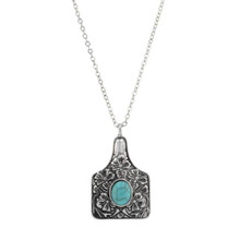 MONTANA SILVERSMITH Montana Silversmiths Women's Silver & Turquoise Floral Cowtag Attitude Necklace 