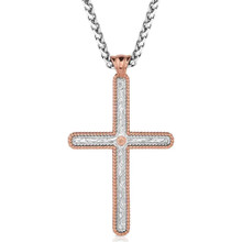 MONTANA SILVERSMITH Montana Silversmiths Men's Silver & Rose Gold Forever Faithful Necklace 
