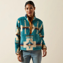 Ariat Women's Turquoise Agave Southwestern Print Berber Snap Pullover Ariat Women's Turquoise Agave Southwestern Print Berber Snap Pullover