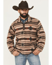 CINCH Cinch Men's Brown Southwestern Print 1/4 Snap Big Pullover 
