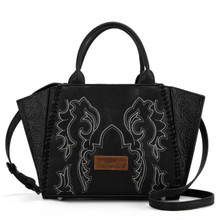 MONTANA WEST Montana West Wrangler Women's Black Embroidered Trapezoid Concealed Carry Tote Bag 
