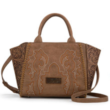 MONTANA WEST Montana West Wrangler Women's Khaki Embroidered Trapezoid Concealed Carry Tote Bag 