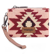 MONTANA SILVERSMITH Montana West Wrangler Women's Dark Pink Aztec Print Card Wallet 