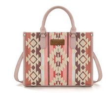 MONTANA WEST Montana West Wrangler Women's Dark Pink Aztec Sherpa Tote Crossbody Bag 