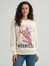 Wrangler Women's Painterly White Graphic Crew Sweatshirt