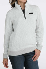 CINCH Cinch Women's Light Grey 1/4 Zip Sweater Knit Pullover 