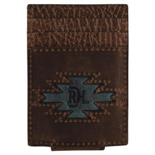 TRENDITIONS Red Dirt Men's Brown & Teal Inlay Card Case With Magnet Clip 