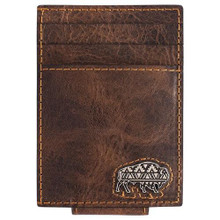 TRENDITIONS Red Dirt Men's Brown Bison Concho Leather Card Case With Magnet Clip 