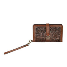 TRENDITIONS Justin Women's Tan Floral Embossed Slim Wallet 