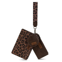 MONTANA WEST Montana West Wrangler Women's Coffee Leopard Print Wristlet With Round Case 